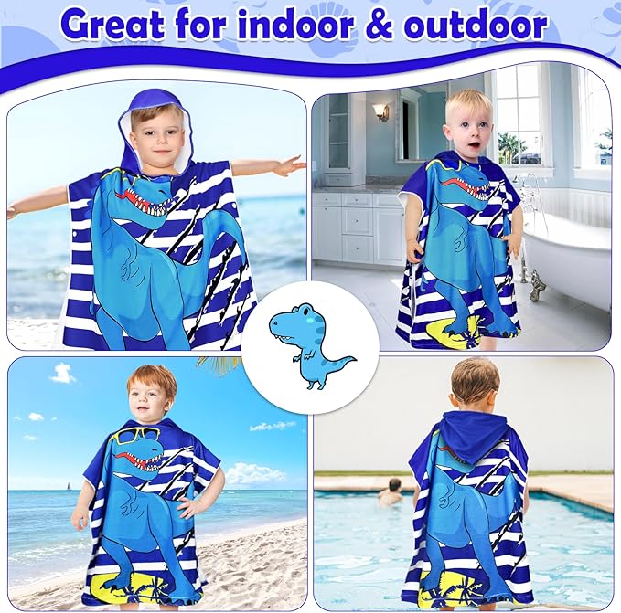 HUANLANG Kids Hooded Beach Towel for Boys Girls,Bath Pool Beach Poncho Towels Super Soft & Absorbent Cotton Towel Childrens Beach Towels for Toddler 0-7 Years Old