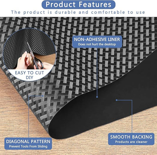 HooTown Shelf Liner Kitchen Cabinet Drawer Mats 17.5 Inch Wide x 393.7 Inch Long, Non Skid EVA Plastic Washable Oil Proof Pad for RV Drawer, Dish Plate Slippery Protection, Black