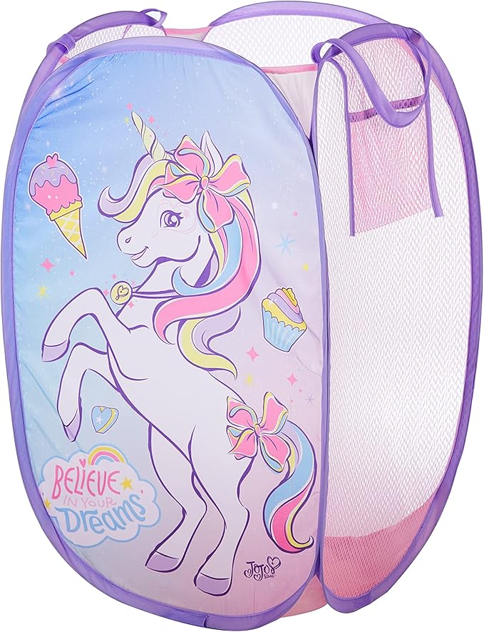 Idea Nuova JoJo Siwa Pop Up Hamper with Durable Carry Handles, 21'' H x 13.5'' W X 13.5'' L