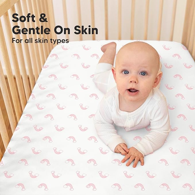 2-Pack Organic Crib Sheets for Boys, Girls - Jersey Fitted Crib Sheet, Baby Crib Sheets Neutral, Crib Mattress Sheet, Cotton Crib Sheets, Breathable Crib Sheet, Baby Mattress Sheets (Dreamland)