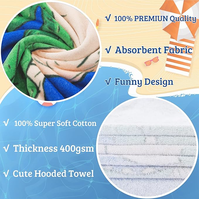 VOOVA & MOVAS Kids Poncho Towels with Hood (2-6Years), Soft Cotton Poncho for Boys Girls, Perfect for Child Swim | Camping Surf | Shower | Birthday Gifts, Dino/Dinosaur Theme