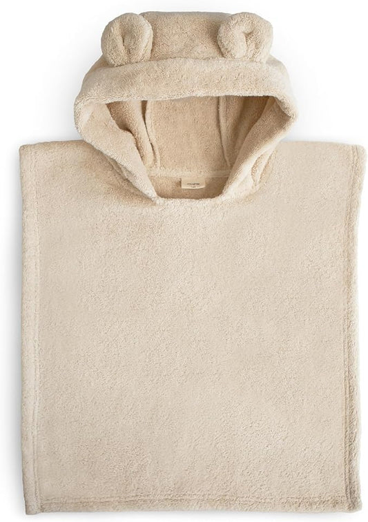 mushie Poncho Towel for Toddlers and Kids (Fog) | Organic Terry Cotton | Ages 1-3 Years