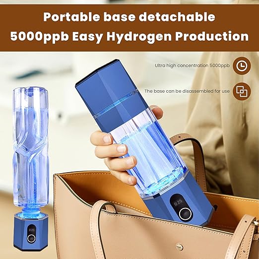 Hydrogen Alkalin Hydrogen Water Generator,Portable Rechargeable aquahealth Hydrogen Water Bottle with SPE/PEM Technology, Suitable for Home, Office, Travel, and Fitness Hydration.(Blue)