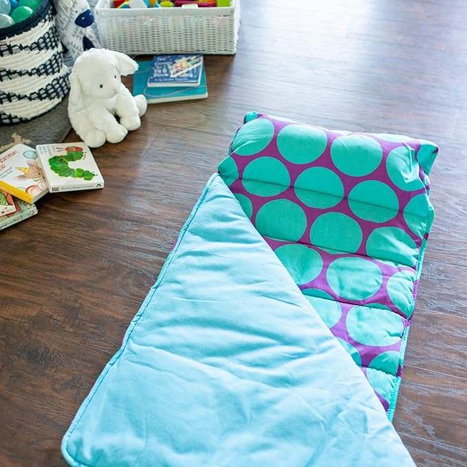 Wildkin Original Nap Mat with Reusable Pillow for Boys & Girls, Ideal for Sleepovers, Equipped with Hook & Loop Fastener, Made from Cotton Blend Materials - Nap Mat for Kids