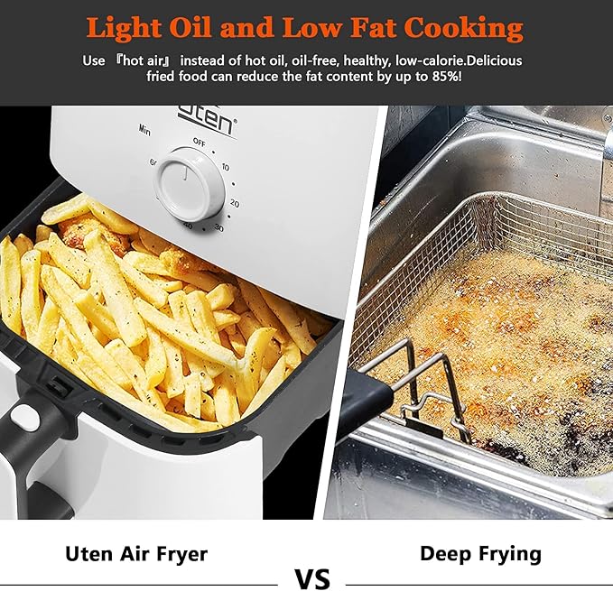 4.2 Quart Compact Air Fryer,4L 1500W Air Fryer Oven Pizza Cooker with Rapid Air Circulation,30 Minute Timer and Adjustable Temperature Control with Recipe,White