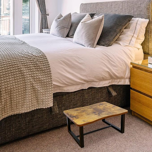 Wooden Step Stool,Bed Step Stool for Adult,Wood One Step Stool for Kitchen, Bedroom, Living Room, Bathroom Hold up to 500lbs