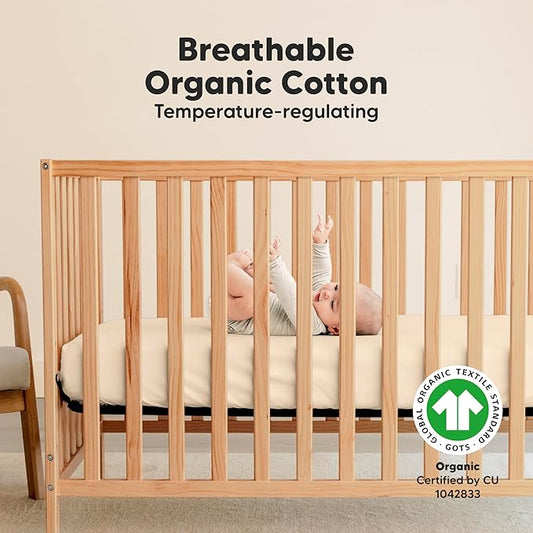 2-Pack Organic Crib Sheets for Boys, Girls - Jersey Fitted Crib Sheet, Baby Crib Sheets Neutral, Crib Mattress Sheet, Cotton Crib Sheets, Breathable Crib Sheet, Baby Mattress Sheets (Pecan)