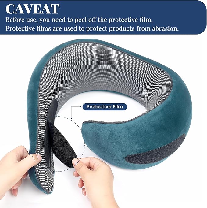 Travel Pillow, Pure Memory Foam Neck Pillow for Airplanes, Comfortable Breathable Cover, Stowable Pillows for Sleeping, Car, Airport Travel Essentials