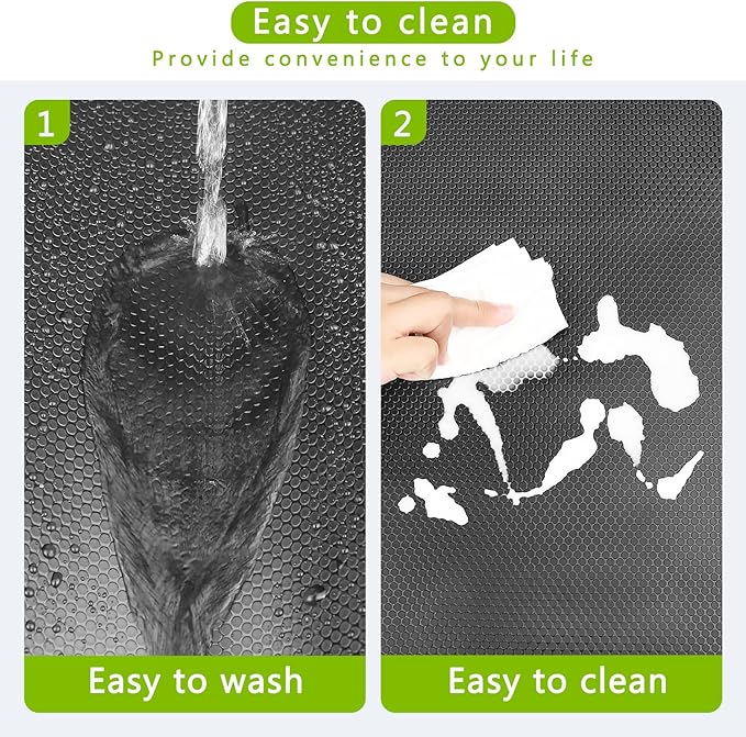 HooTown Shelf Liner Kitchen Cabinet Drawer Mats 11.8 Inch Wide x 6.5 Feet Long, Non Adhesive EVA Rubber Washable Waterproof Pantry Closet, Cupboard, Drawer Organizer Mat, Black