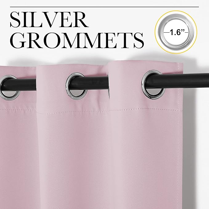NICETOWN Blackout Curtain Panels for Girls Room, Nursery Essential Thermal Insulated Solid Grommet Top Blackout Drapes (Lavender Pink, 1 Pair, 34 x 72 inches)