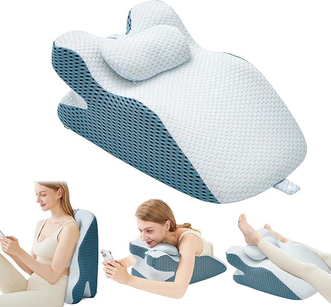 Wedge Pillow, Pillow Wedge with Small Support Pillow Ergonomic Memory Foam Wedge Pillow Comfortable Wedge Pillow for Neck and Back Small Wedge Pillow for Sleeping Reading Back Pain Relief