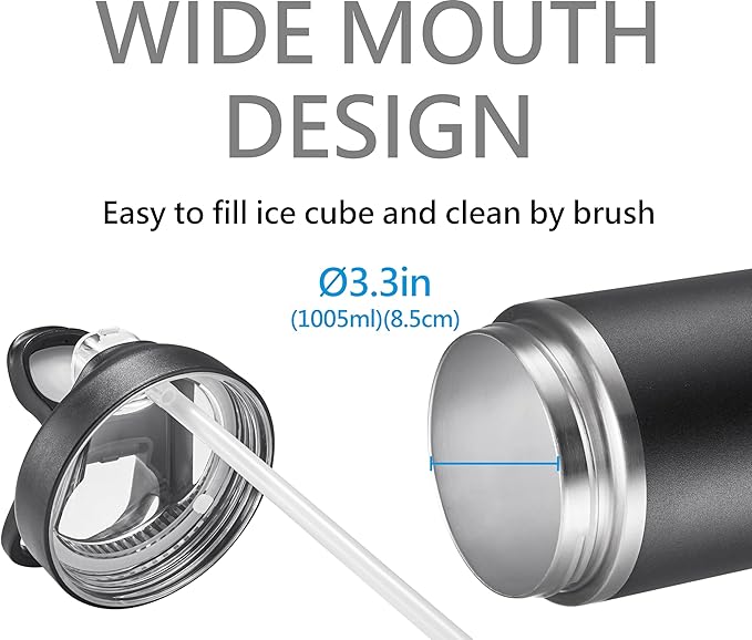 27 OZ 316 Stainless Steel Vacuum Insulated Travel Mug With Leak Proof Flip For Both Straw & Spout, Double Walled Seamless to Keep Hot And Cold, Sliver