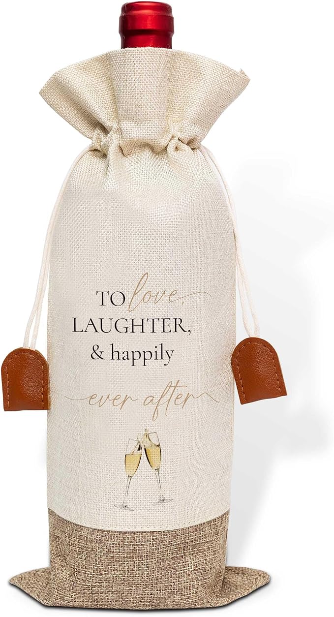 Wedding Wine Bag, Engagement Gifts for Couples, Cotton Linen Wine Gift Bag With Drawstring, Mr and Mrs Marriage Wedding Gifts, Wedding Gift for Women Besties Friends, Bachelorette Party Favor-23