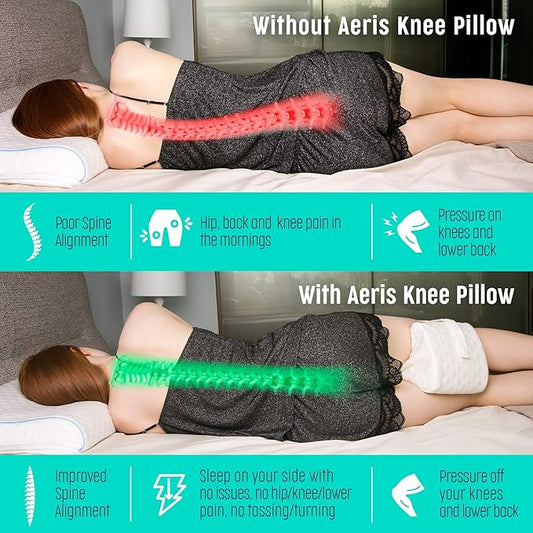 Knee Pillow for Side Sleepers -%100 Memory Foam Leg Pillow for Sleeping - Great Between Legs When Sleeping - Helps with Lower Back, Hip, Sciatica Pain, Machine Washable Soft Cover