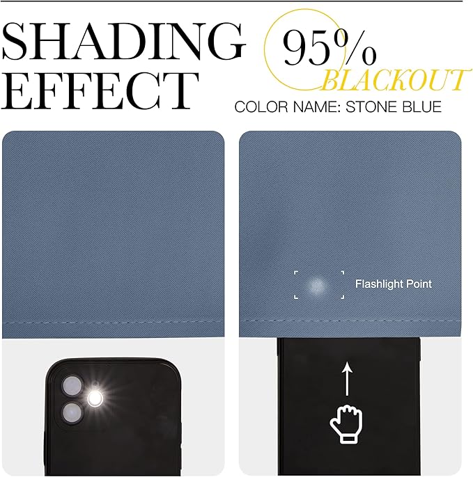 NICETOWN Stone Blue Room Darkening Curtain Panels 78" Length for Bedroom Living Room, Thermal Insulated Blackout Draperies for Home Decoration, Total Privacy (55" Width, 2 Pieces)