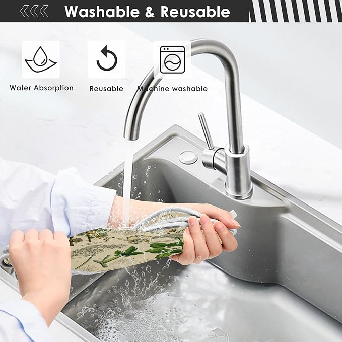 Kitchen Faucet Absorbent Mat, Antique Botanical Water Splash Guard for Sink, Faucet Drip Catcher Thicken Sponge Microfiber Faucet Water Catcher Mat Sink Absorbent Mat for Kitchen 14x5in 2 Pack