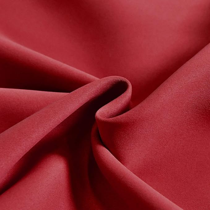 Red Valance for Windows 42x18 Inch Solid Thermal Insulated Blackout Rod Pocket Kitchen Short Curtain Toppers Valance for Bathroom Living Room 2 Panels
