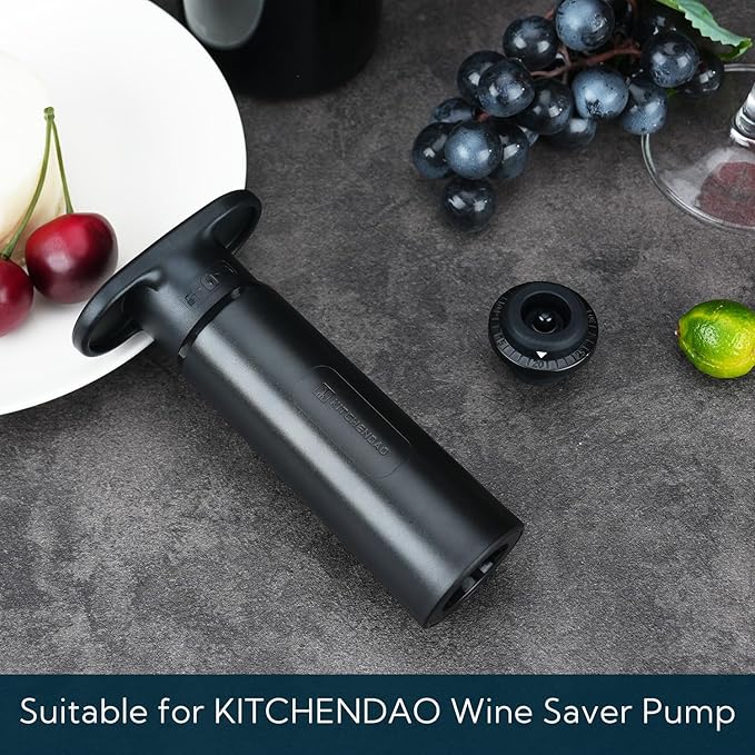 KITCHENDAO Wine Saver Vacuum Stoppers for Wine Bottles,Keep Wine Fresh for Up to a Week with Airtight Seal,Suitable for KITCHENDAO Wine Saver Pump,Set of 4 (Black)
