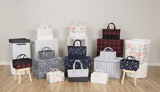 Sammy & Lou Collapsible Felt Soft Toy Box Toy Chest for Toddlers Toy Storage Organizer with Handles and Hinged Lid, 22 x 14.5 x 15 inches, Painterly Floral