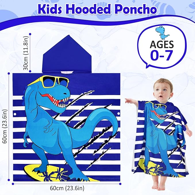 HUANLANG Kids Hooded Beach Towel for Boys Girls,Bath Pool Beach Poncho Towels Super Soft & Absorbent Cotton Towel Childrens Beach Towels for Toddler 0-7 Years Old