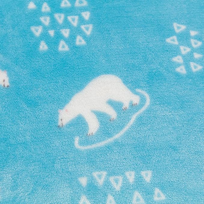 DaysU Plush Flannel Sherpa Baby Blanket for Girls Boys, Portable Reversible Soft Micro Fleece Baby Crib Throw Blanket with Animal Print for Newborn and Nursery, Polar Bear, 30"x40"