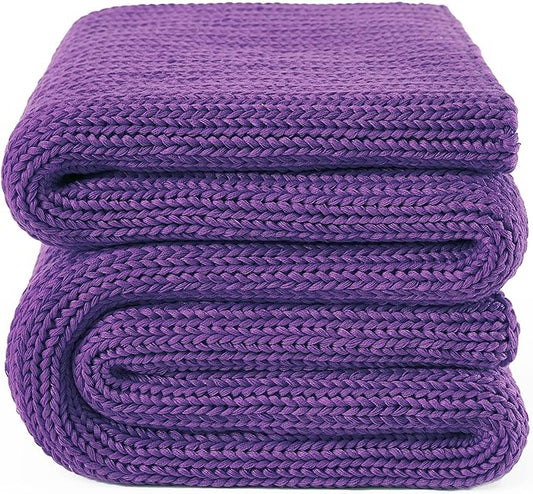 Knitted Weighted Blanket(Purple 50"x60" 5lbs),Home Décor Cooling Throw Blanket for Hot Sleepers,Hand Made Chunky Knit Heavy Blanket Use on Twin Size Bed
