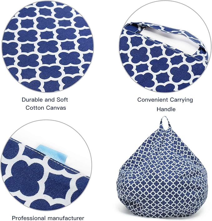 YuppieLife Kids Animal Storage Bean Bag Cover Extra Large stuff'n Sit(Just Cover, No Filling)|Toy Organizer|Carrying Handle|Available for Kids and Teenager|Cuddle Chair(38“,Leaf Clover)