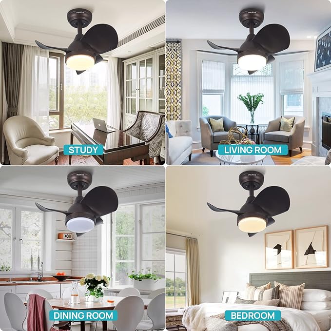 Ceiling Fans with Lights, Modern Ceiling Fan with Lights Remote Control, Flush Mount Ceiling Fan with LED Light, Reversible Quiet DC Motor for Bedroom Living Room(20 Inches)