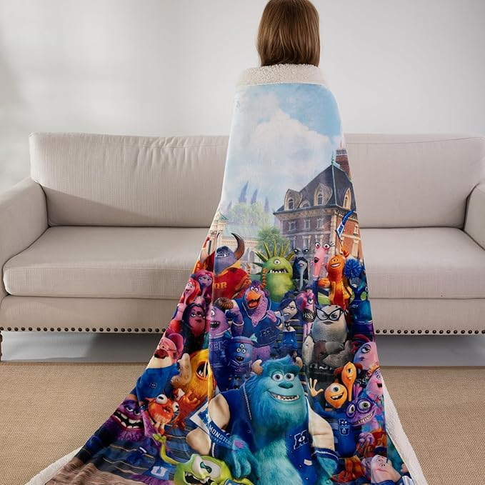 COSUSKET Throw Blanket, Kids Sulley Sullivan Sherpa Super Soft Fuzzy Plush Blanket Mike Wazowski 50 x 60 Inches Boys Girls Gifts