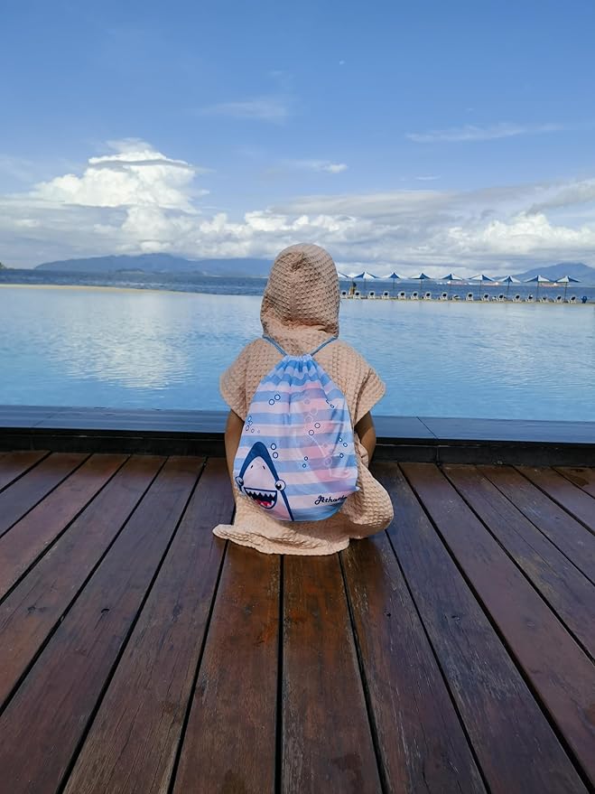 Hooded Bath Towel for Kids Extra Soft Absorbent Bath Poncho for 0-4 Years Premium Waffle + Muslin Cotton