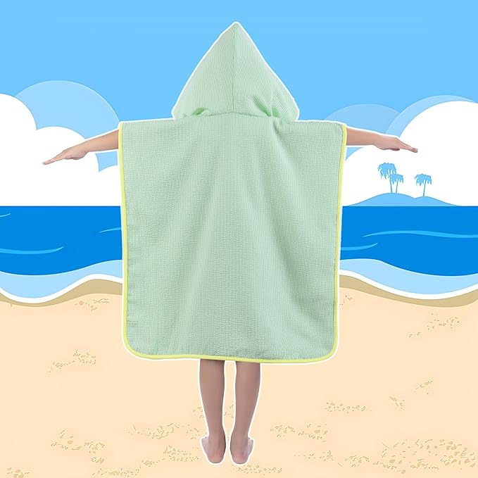 Hooded Towels for Kids,Toddler Bath Towel Swim Cover Up for Ages 3-10 Girls Boys Pool Towels Soft Thick 30"x30" Microfiber Poncho Towel(Green)
