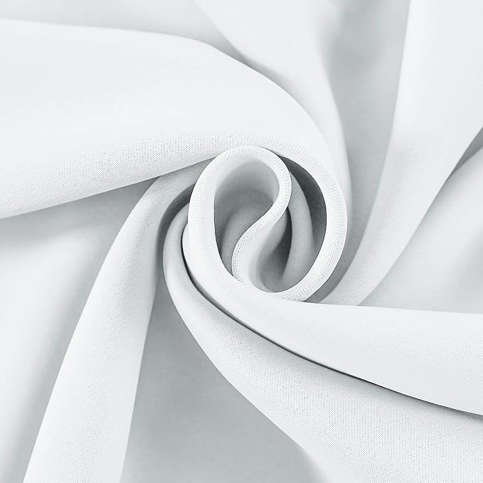 White Valance for Windows 42x18 Inch Solid Thermal Insulated Blackout Rod Pocket Kitchen Short Curtain Toppers Valance for Bathroom Living Room 1 Panel