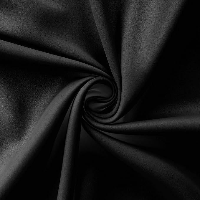 Mrs.Naturall Dark Curtains for Bedroom Windows,Thermal Insulated 100% Blackout Curtain Panels,63 Inch Length,2 Panels Set,Black