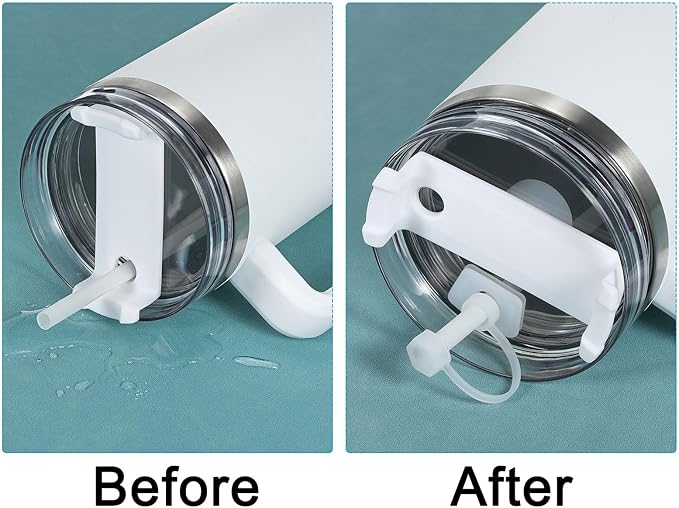 PATIKIL Silicone Spill Stopper for Straw Cup 2.0 40oz/ 30oz, Set of 6 Tumbler Accessories Including 2 Straw Cover Cap, 2 Square Spill Stopper and 2 Round Leak Stopper, Clear/Black