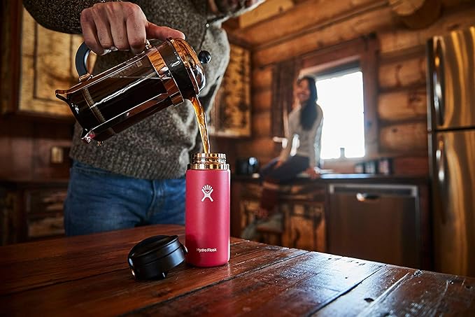 Hydro Flask Stainless Steel Wide Mouth Bottle with Flex Sip Lid and Double-Wall Vacuum Insulation for Coffee, Tea and Drinks