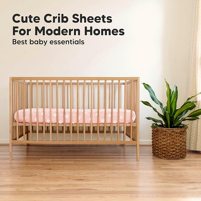 2-Pack Organic Crib Sheets for Boys, Girls - Jersey Fitted Crib Sheet, Baby Crib Sheets Neutral, Crib Mattress Sheet, Cotton Crib Sheets, Breathable Crib Sheet, Baby Mattress Sheets (Dreamland)