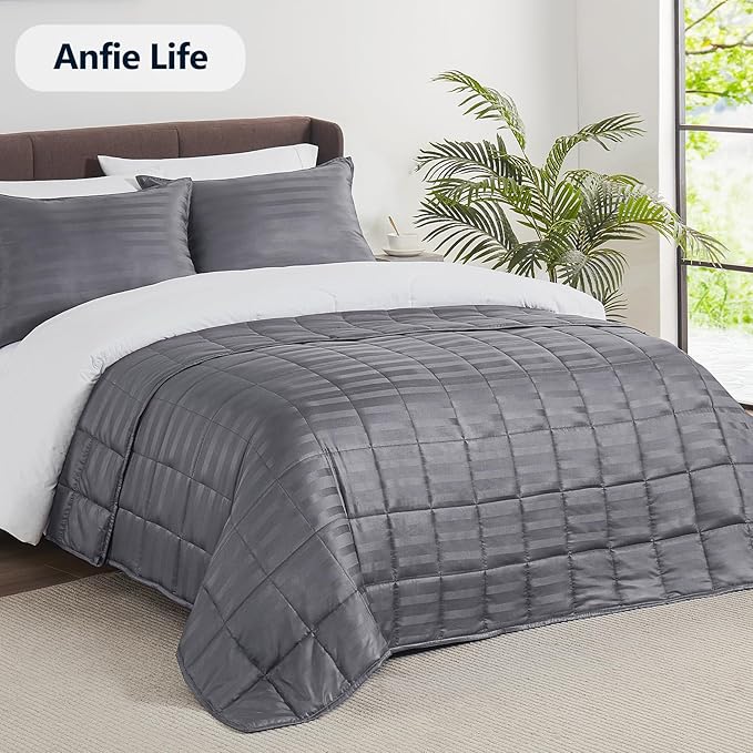 Weighted Blanket(36"x48" 3lbs) Weighted Blanket Cooling Blanket for Sleeping,Throw Size Breathable Blanket with Premium Glass Bead(Stripe Grey)