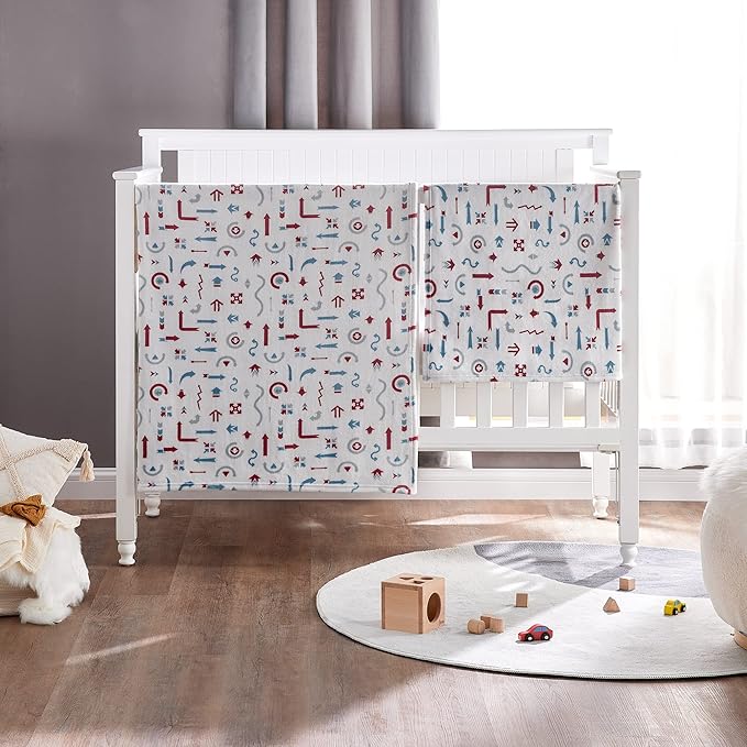DaysU Plush Flannel Baby Blanket Super-Soft Lightweight, Embroidered Fleece Baby Blanket for Boys and Girls, Bed Throws for Baby Crib and Toddler Bed, Arrow, 30”x40”