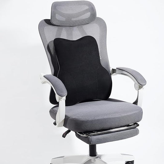 Soft Lumbar Support Pillow for Car Seat and Office Chair Back Support Pillow for Toyota RAV4 and Seat and Truck Driver's seat, Back Cushion for Pain Relief Improve Posture (Suede Cover-Black)