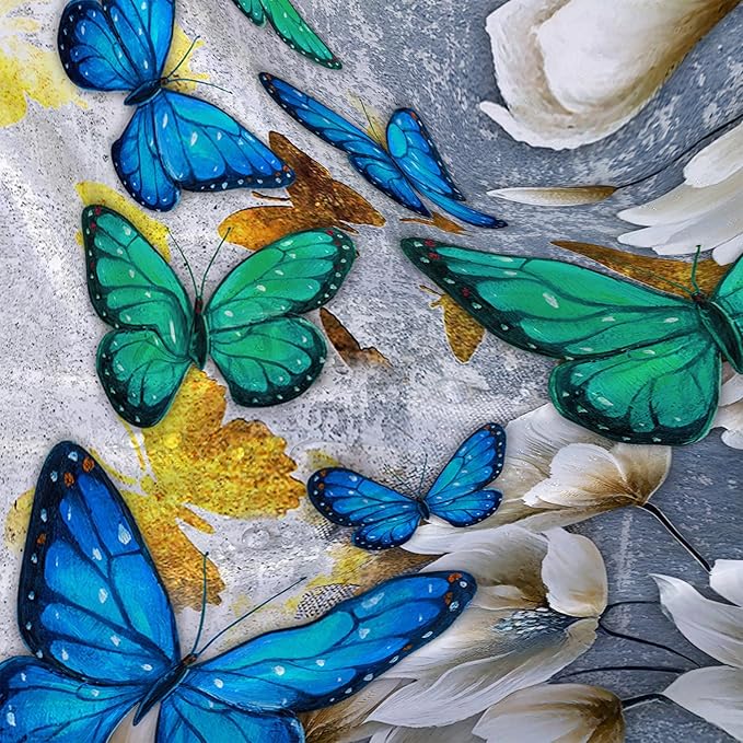 AILONEN Colorful Butterfly Shower Curtain for Girls Women Retro Flower Butterfly Bathroom Decor,Flying Butterfly Vintage Bath Curtain 72" W*78" H Polyester Waterproof Bathroom Curtain with 12 Hooks