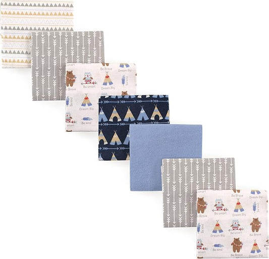 Luvable Friends Unisex Baby Cotton Flannel Receiving Blankets, Tribe 7-Pack, One Size