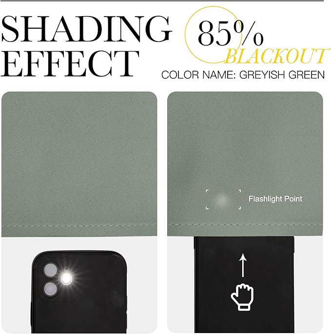 NICETOWN Bedroom Curtain Panels Blackout Draperies, Thermal Insulated Solid Grommet Blackout Curtains/Drapes (Greyish Green, 1 Pair, 55 by 68-inch)