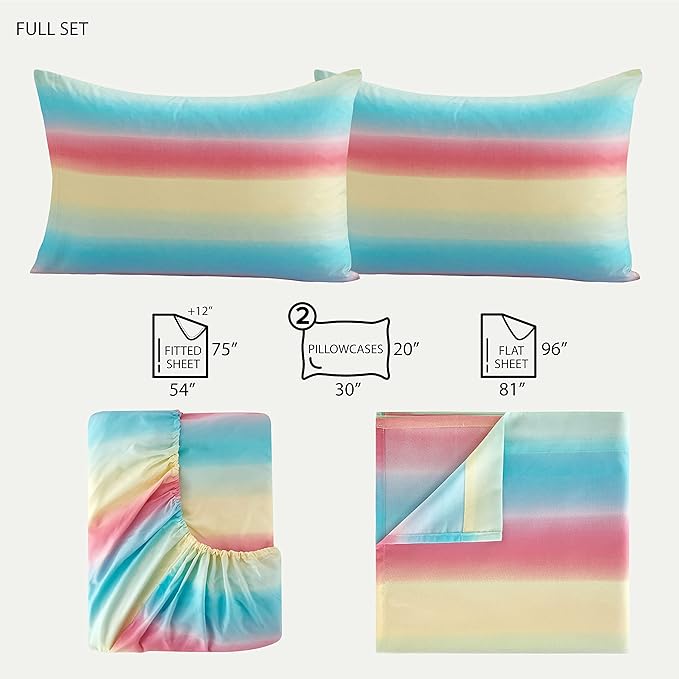 Heritage Kids Rainbow Ombre Full 4-Piece Sheet Set