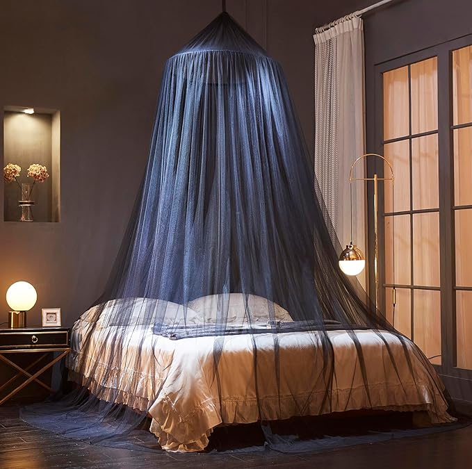 Mengersi Bed Canopy Mosquito Net,Canopy Bed Curtains for Twin Full Queen King Size Bed,Dome Mosquito Netting Bed Tent for Indoor Outdoor,Kid Bed and Adult Beds-Black