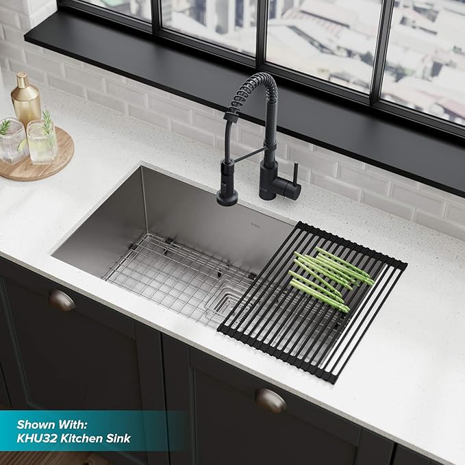 Kraus KPF-1610MB Bolden 18-Inch Commercial Kitchen Faucet with Dual Function Pull-Down Sprayhead in all-Brite Finish, 18 inch, Matte Black
