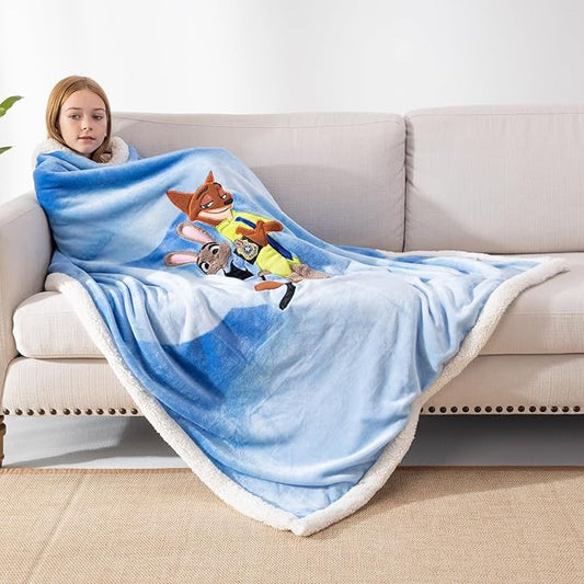 COSUSKET Kids Throw Blanket, 3D Fox Embroidery Sherpa Bunny Blanket Girls Boys Gifts