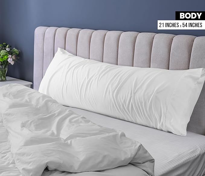 Utopia Bedding Body Pillow Cases - 2 Pack - Envelope Closure - Soft Brushed Microfiber Fabric - Shrinkage and Fade Resistant Pillow Covers 21 X 54 Inches (Body, White)