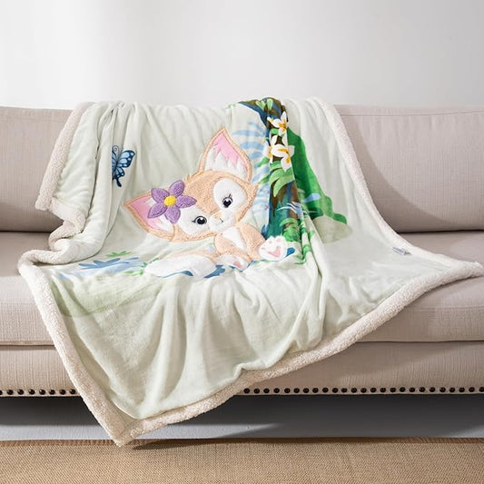 COSUSKET Kids LinaBell Throw Blanket, 3D Cartoon Embroidery Sherpa Blanket Girls Gifts