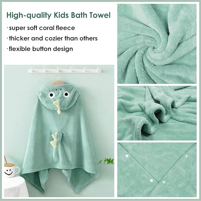 Kids Hooded Bath Towels Beach Towel Girls Boys Soft Swim Pool Cover Up Super Absorbent Cute Cartoon Animal