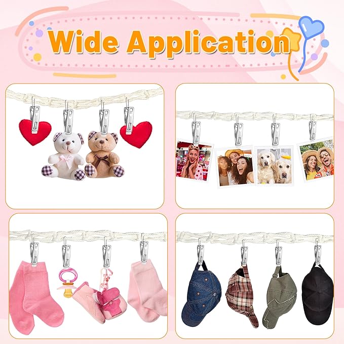 Stuffed Animal Storage Hammock Corner - Hanging Stuffed Animal Holder with 20 PCS Metal Clips, Boho Stuffed Animal Organizer Chain for Hanging Hats Socks Holiday Cards (1pc Beige)